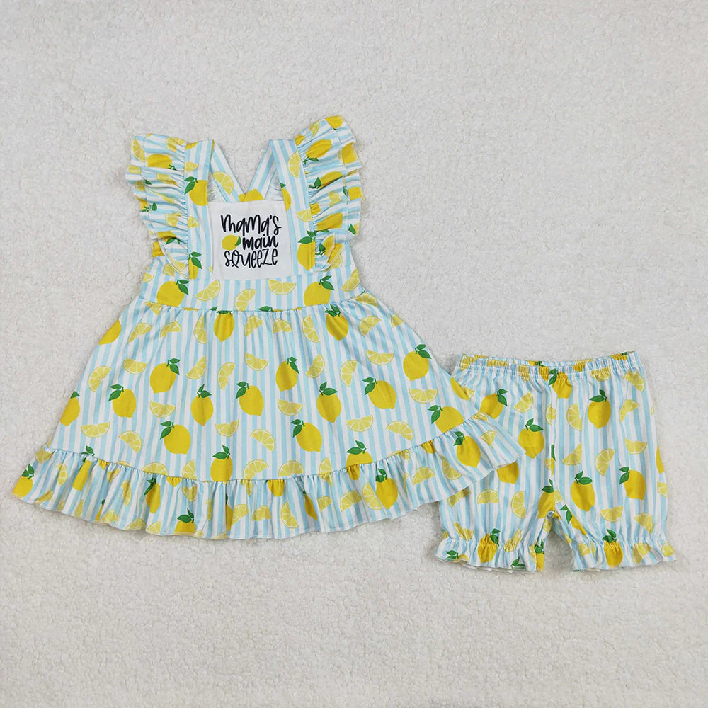 Baby Girls Mama's Main Squeeze Tunic Lemon Shorts Sets
