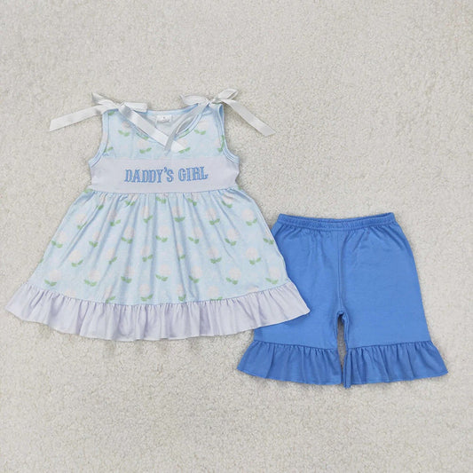 Mama's Girl and Boy Embroidery Summer Shorts Outfit For Sibling