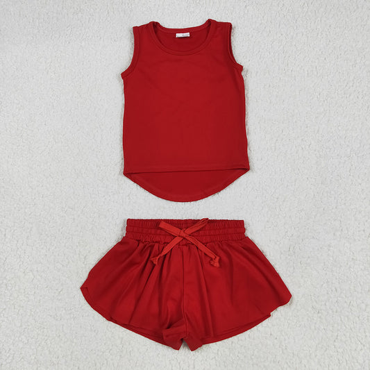 9 Colors Sibling Baby Girls Vest Top Skirt Shorts Yoga Activity Wear Clothes Sets
