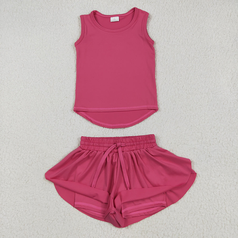 9 Colors Sibling Baby Girls Vest Top Skirt Shorts Yoga Activity Wear Clothes Sets