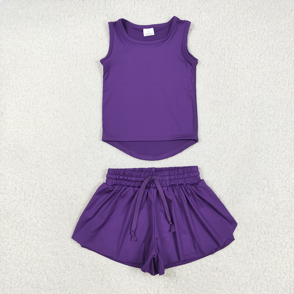 9 Colors Sibling Baby Girls Vest Top Skirt Shorts Yoga Activity Wear Clothes Sets