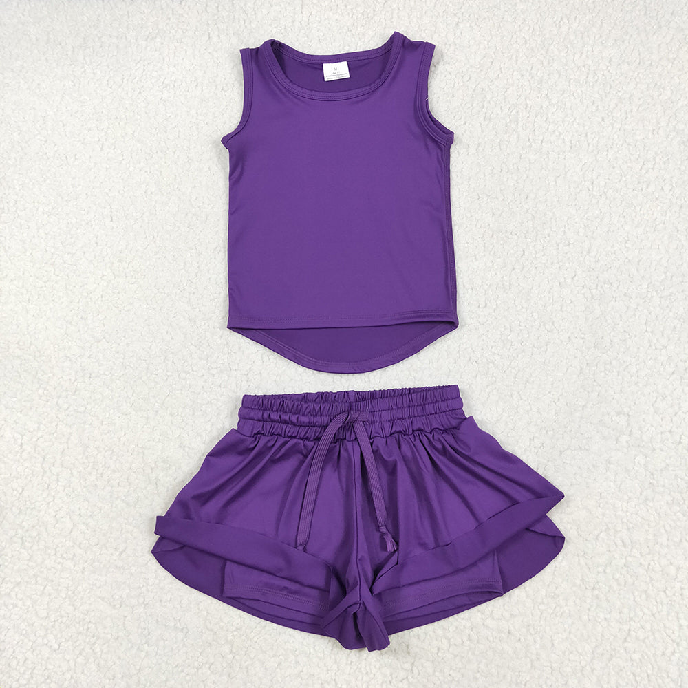 9 Colors Sibling Baby Girls Vest Top Skirt Shorts Yoga Activity Wear Clothes Sets