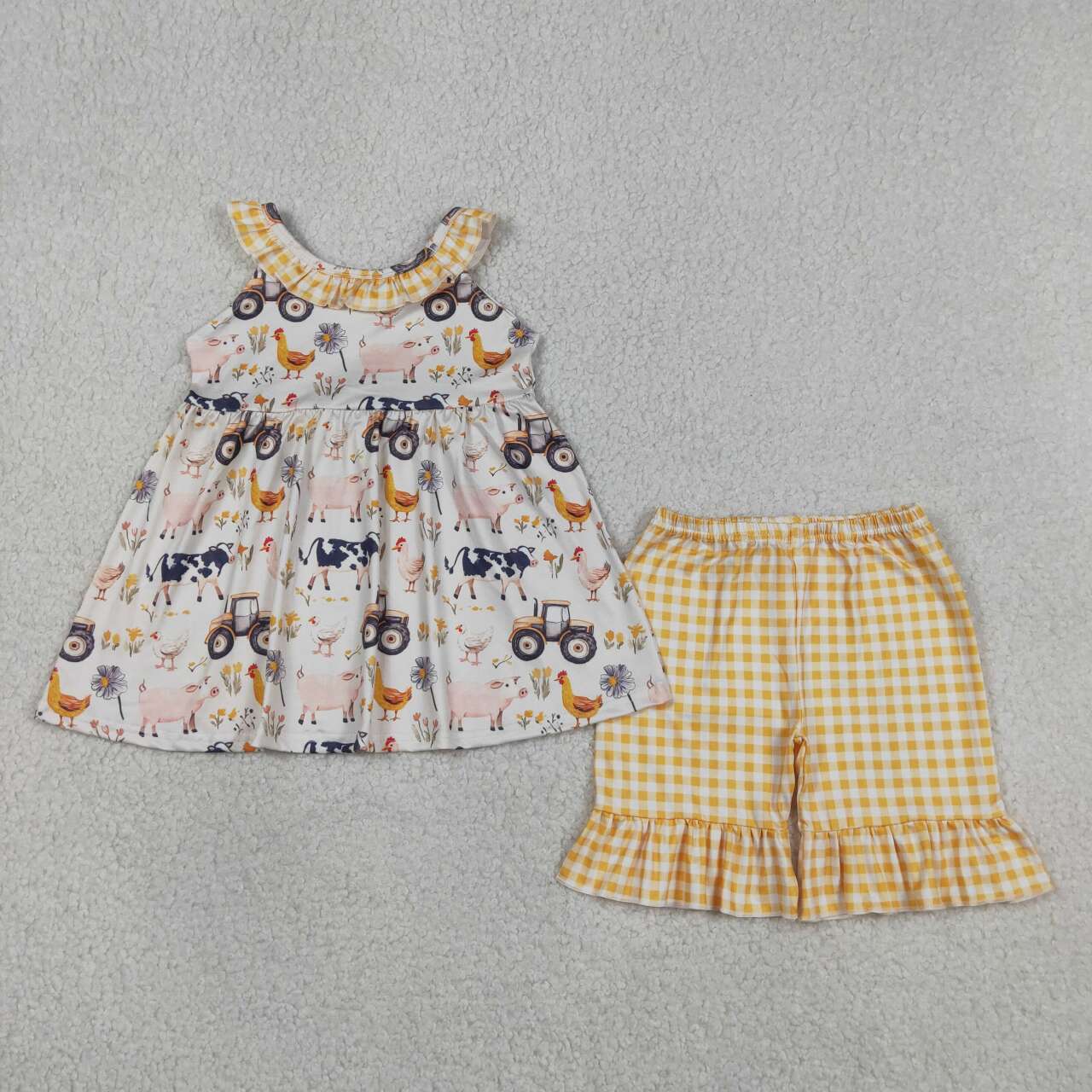 Baby Girls Sibling Summer Farm Animal Print Clothes
