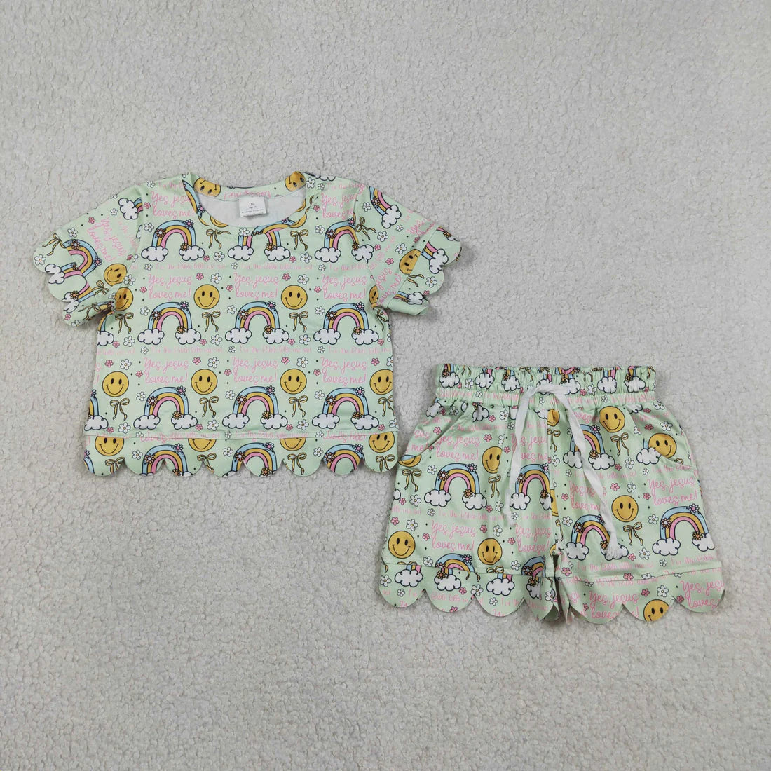 Sibling Baby Girls Colorful Flowers Top Pockets Shorts Scallop Clothes Sets