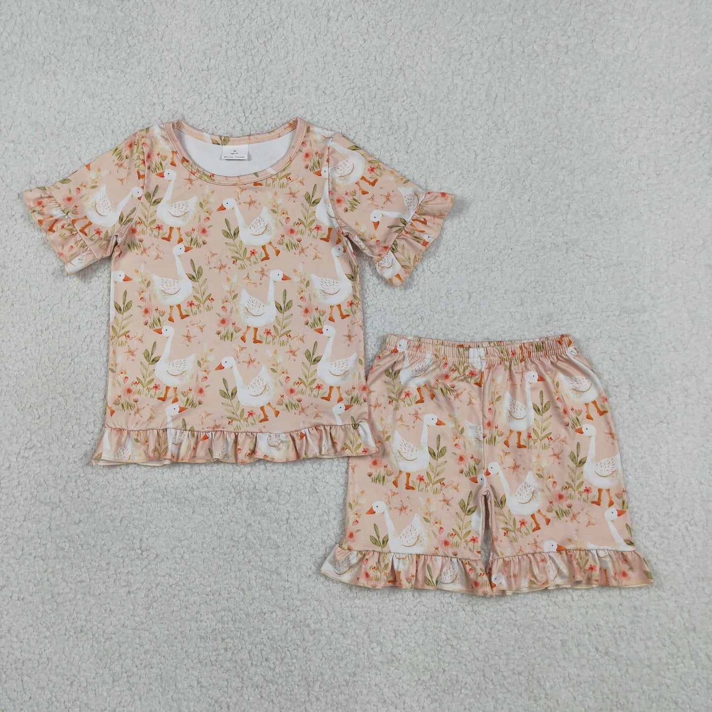 Sibling Baby Girls Floral Bow Print Ruffle Shorts Summer Outfits