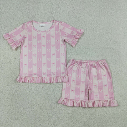 Sibling Girls Short Sleeve Top with Shorts Set With Ruffle