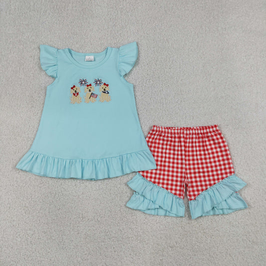 Matching Sibling 4th of July Outfits - Patriotic Puppy Print Boy & Girl Sets