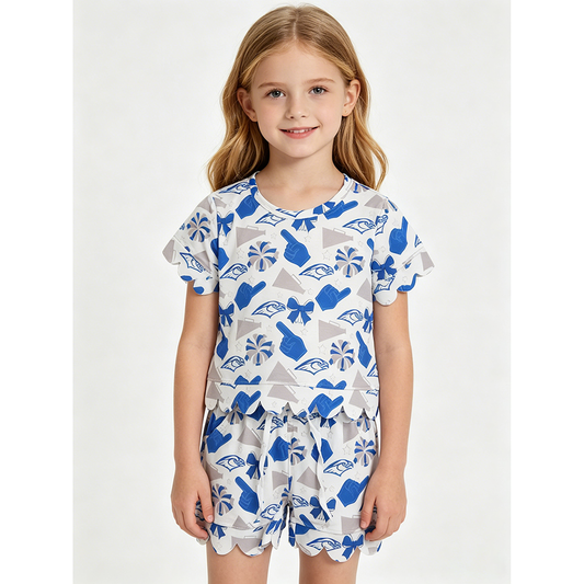 Teams Eagles Cheer Short Sleeve & Shorts Scallop Set - Girls