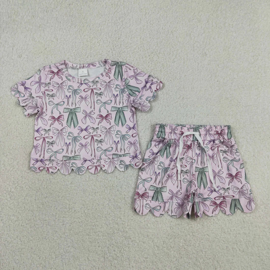 Sibling Baby Girls Colorful Flowers Top Pockets Shorts Scallop Clothes Sets