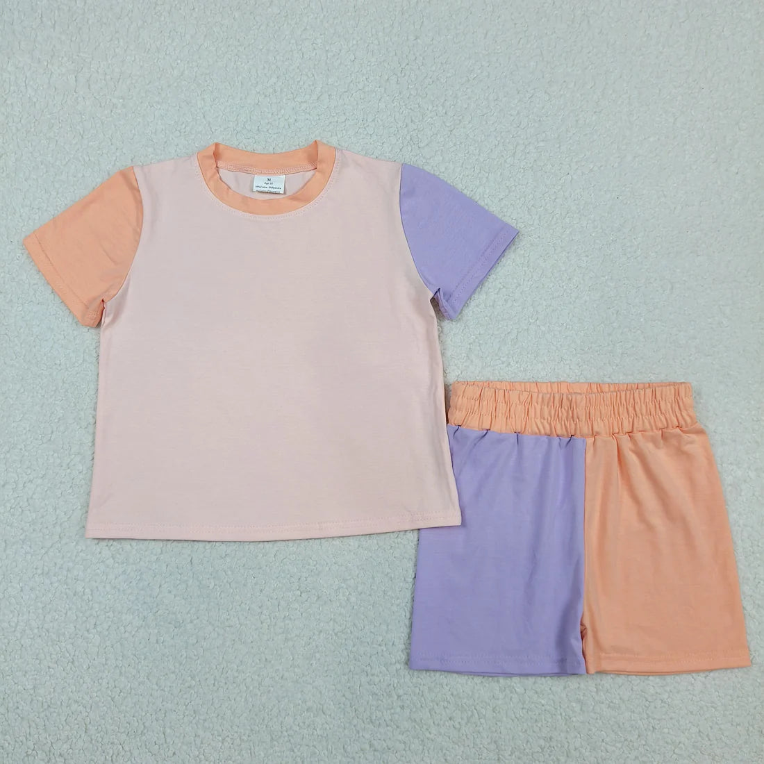 Sibling Baby Kids Short Sleeve Patchwork Shirt Top Shorts Slouchy Cotton Clothes Sets