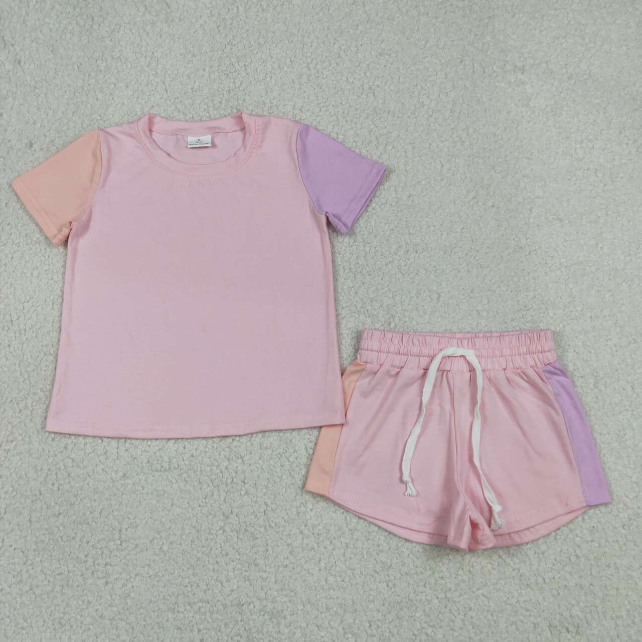 GSSO3638 Pink Patchwork Baby Girls Cotton Clothes Set