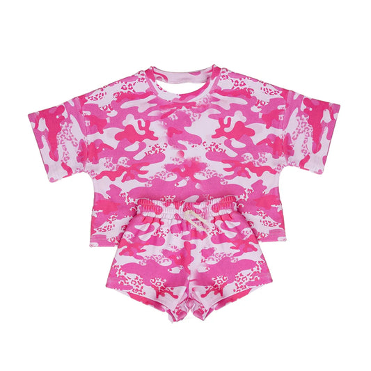 3.26 Baby Girls Southern Pink Camo Top Short Clothes Set Preorder