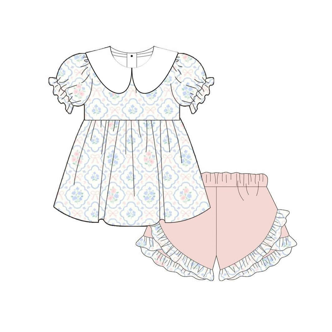 3.30  Vintage Floral Peter Pan Collar Girls 2-Piece Set Preorder
