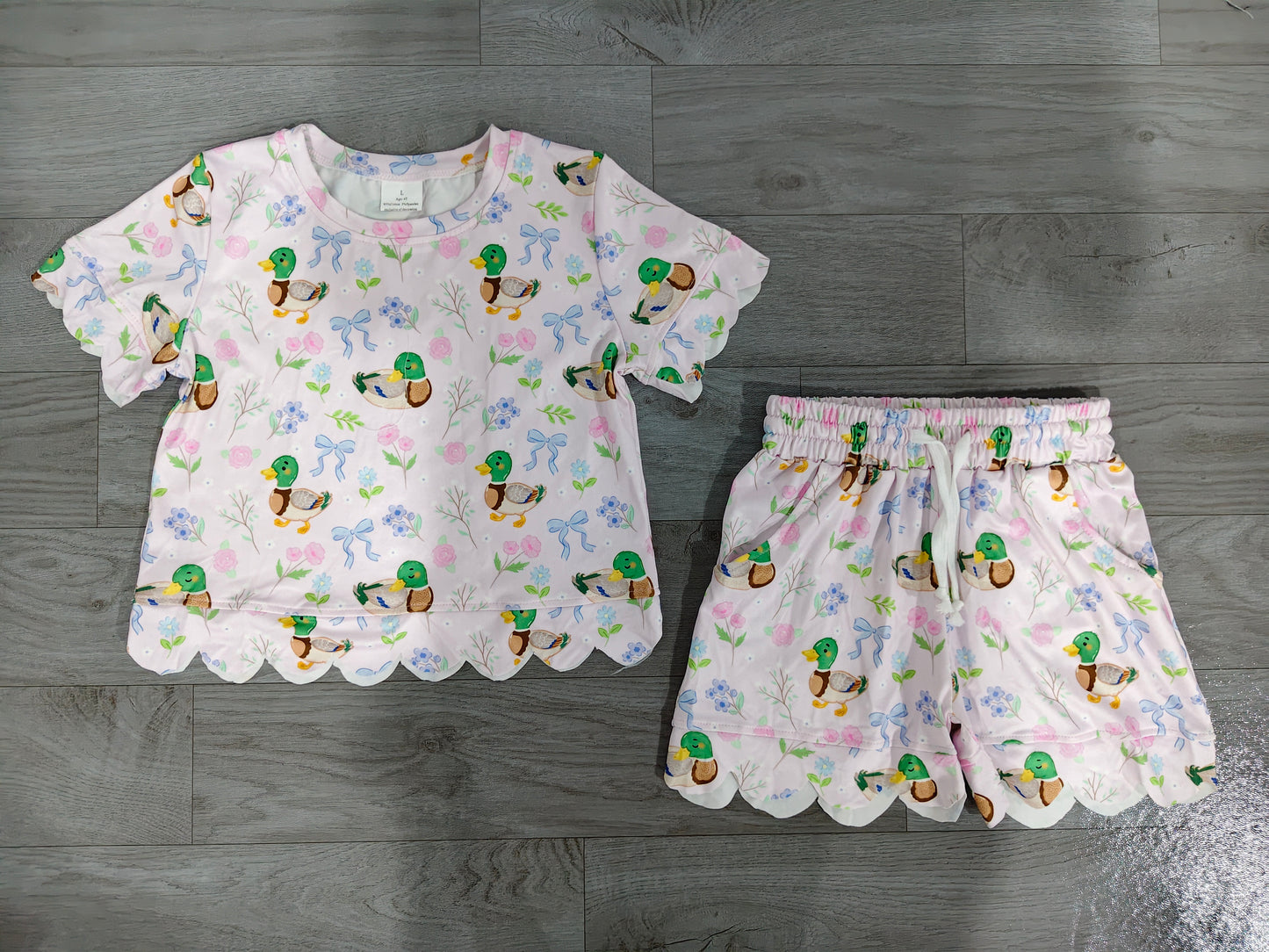 7.2 Preorder Baby Girls Cute Mallard Duck Floral Scalloped Sets