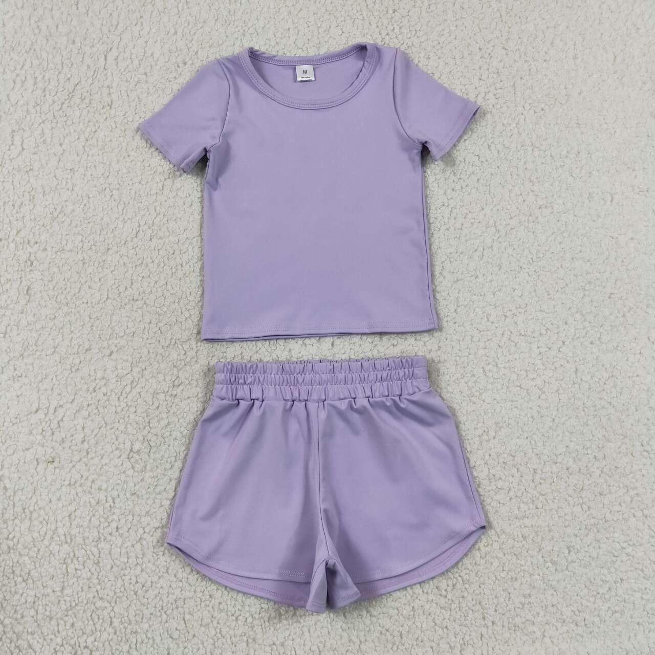 11 Solid Colors Short Sleeve Top Shorts Girls Summer Yoga Clothes Set Sisters Active Sports Wear