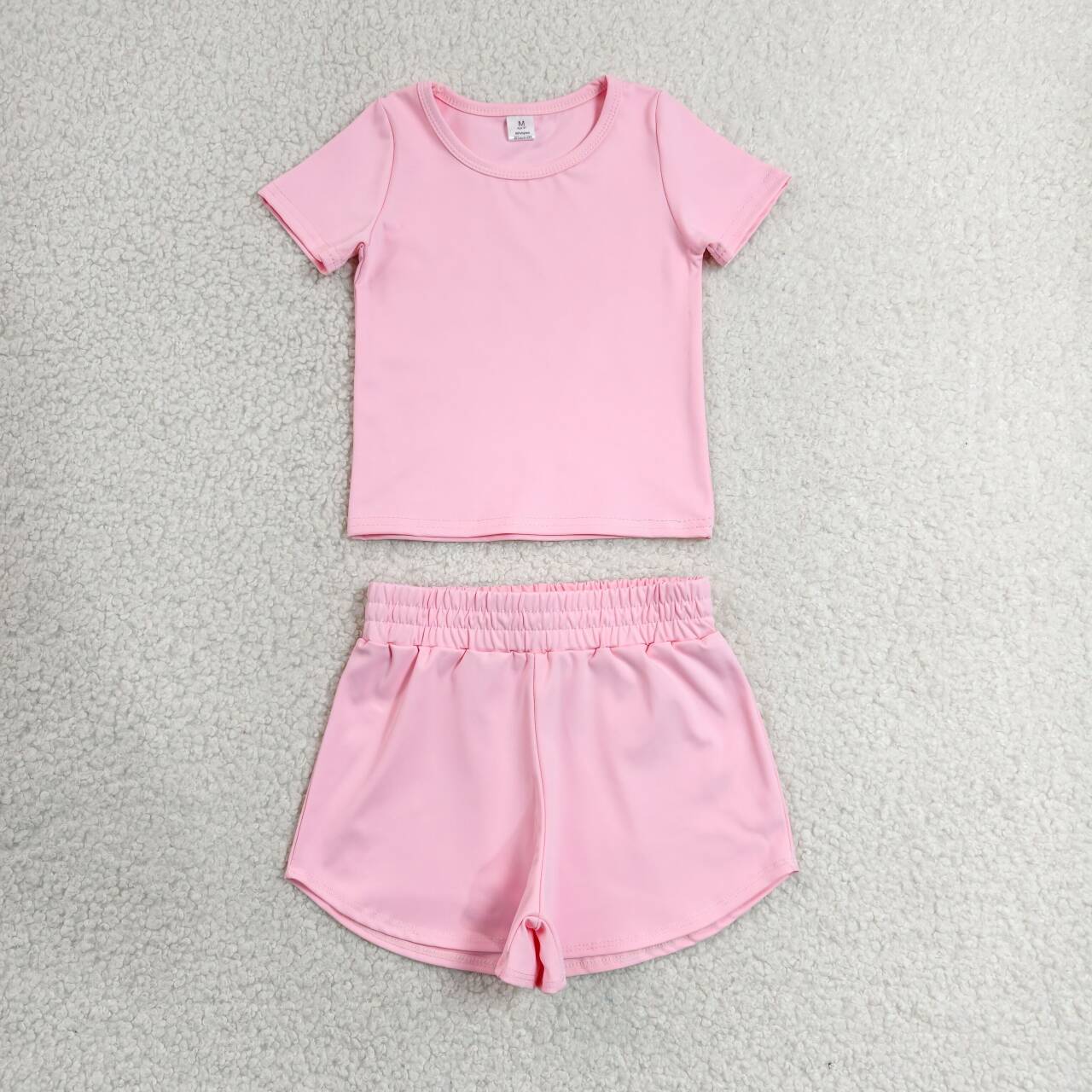 11 Solid Colors Short Sleeve Top Shorts Girls Summer Yoga Clothes Set Sisters Active Sports Wear