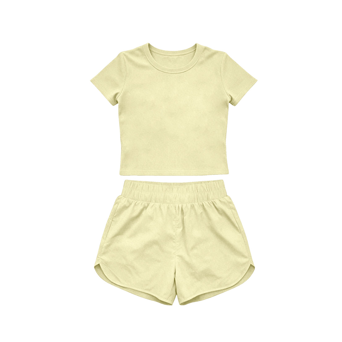 4.15 Toddler Girl Yellow 2 Piece Outfit,  Top & Running Shorts Set for Kids Preorder