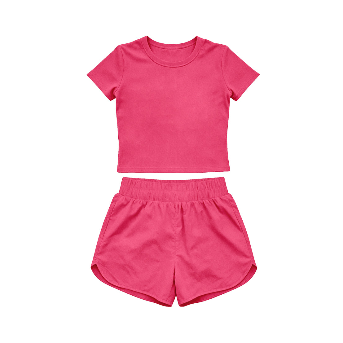 4.15 Toddler Girl Hot Pink 2 Piece Outfit,  Top & Running Shorts Set for Kids Preorder