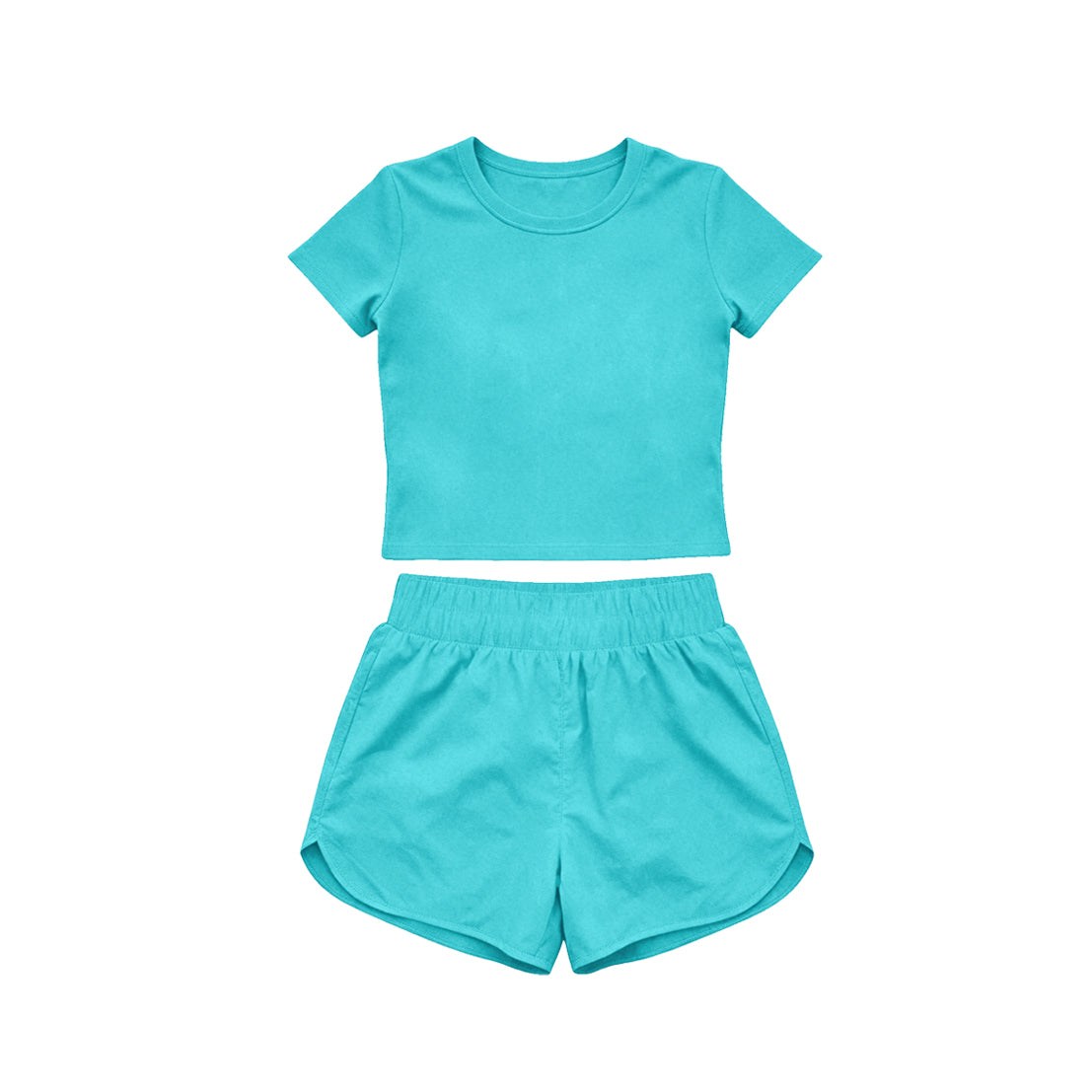 4.15 Toddler Girl Blue 2 Piece Outfit,  Top & Running Shorts Set for Kids Preorder