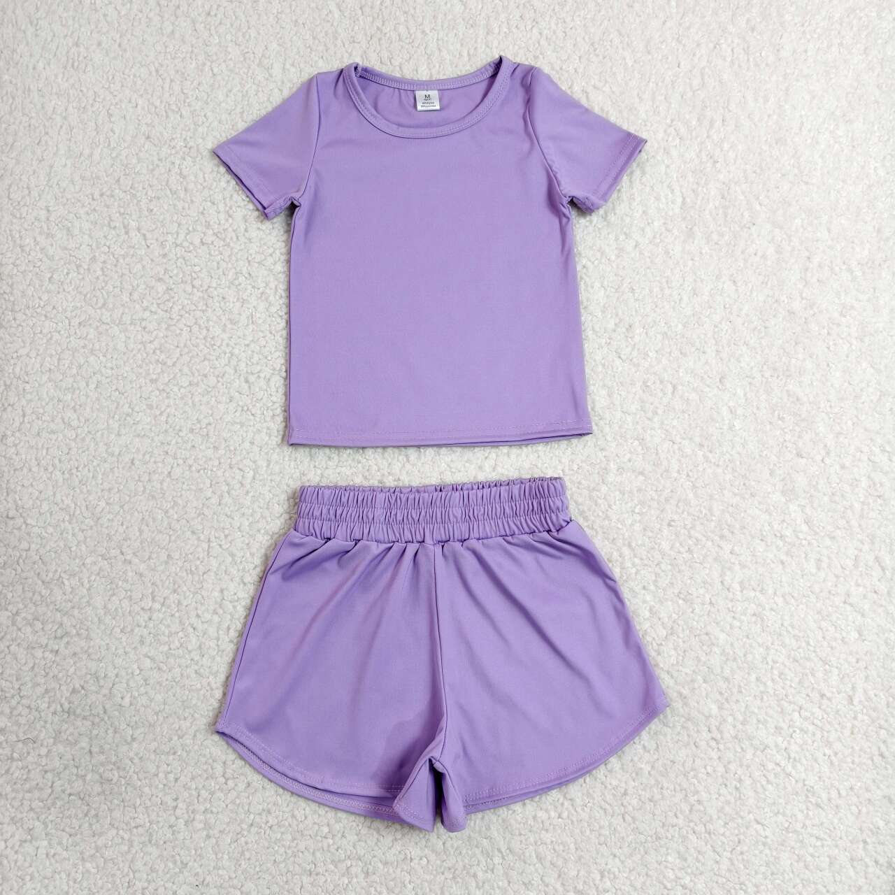 11 Solid Colors Short Sleeve Top Shorts Girls Summer Yoga Clothes Set Sisters Active Sports Wear