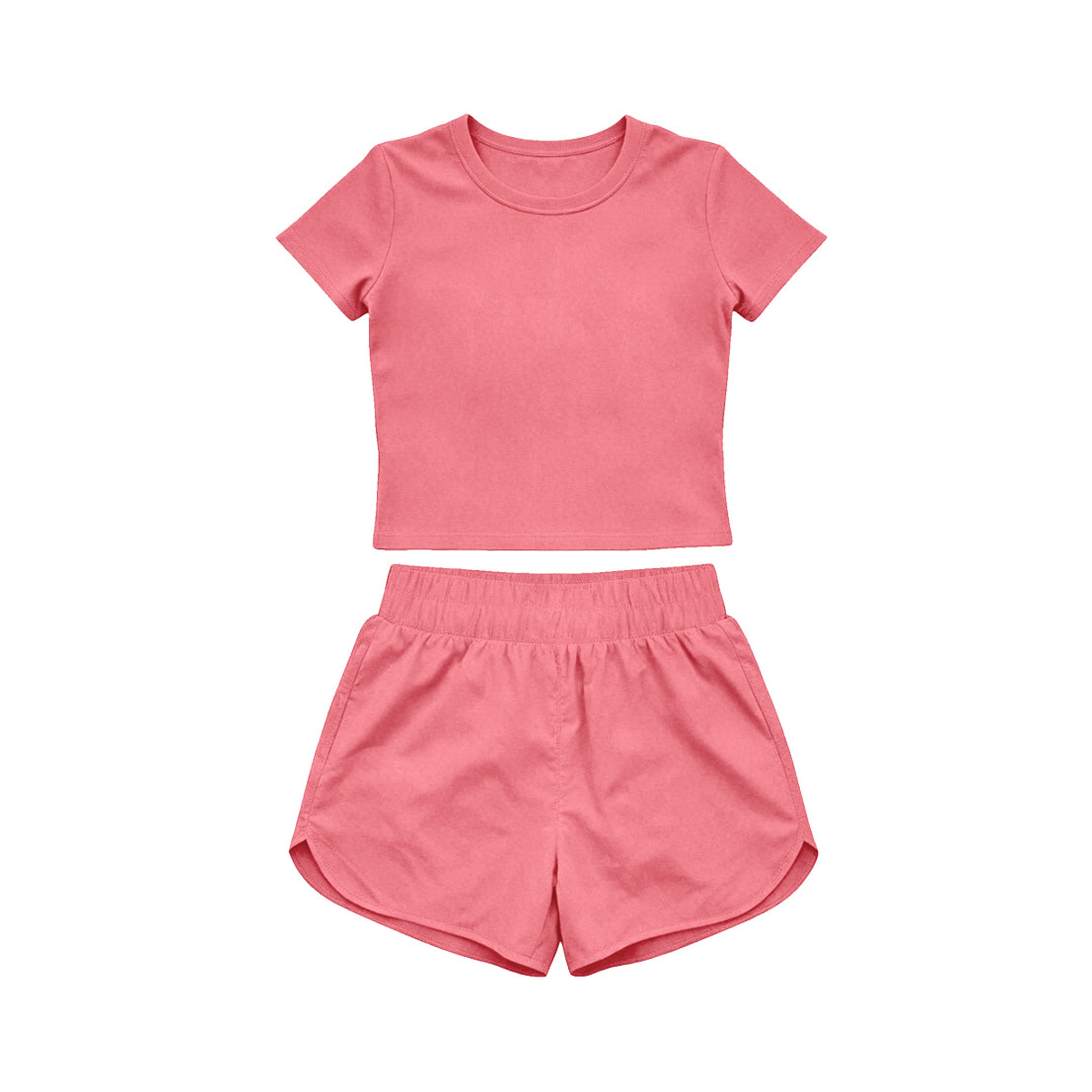 4.15 Toddler Girls Coral Casual Two Piece Set,  Top & Elastic Waist Shorts for Summer Preorder（副本）