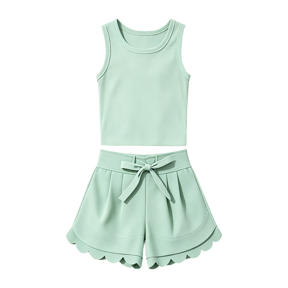 4.23 Toddler Girls Mint Green Sleeveless Top with Shorts Outfit Preorder