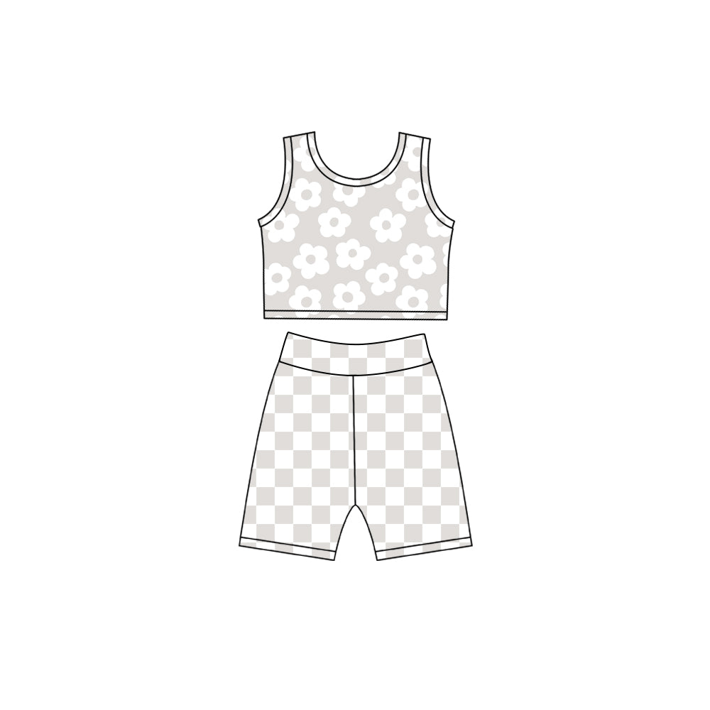 4.23  Kids Girls Daisy Tank with Checker Biker Shorts Set Preorder