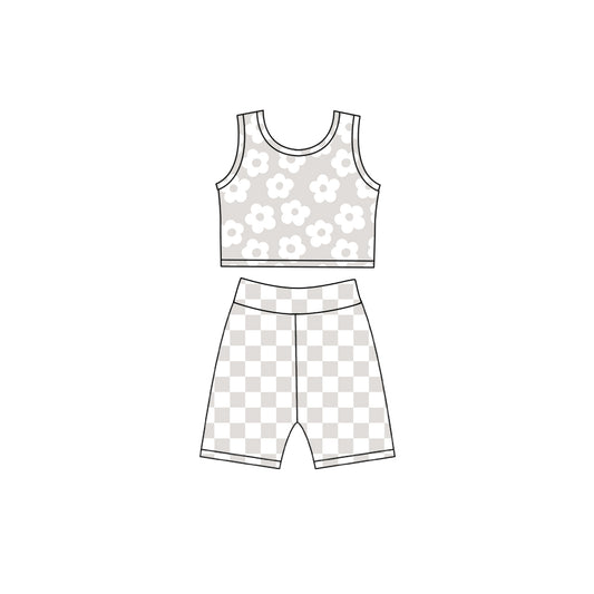 4.23  Kids Girls Daisy Tank with Checker Biker Shorts Set Preorder