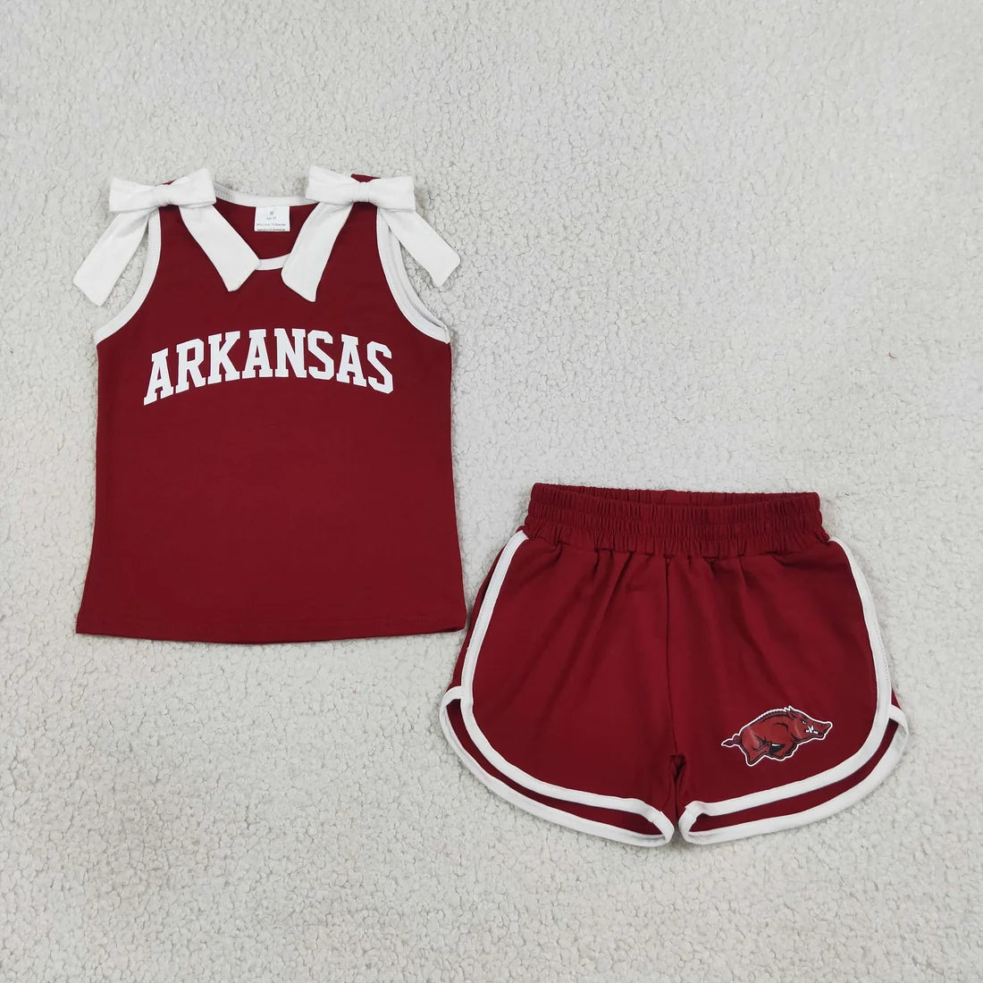 Sibling Kids Girls Bows Sleeveless Tank Top Shorts Vinyl Sport Team Outfit
