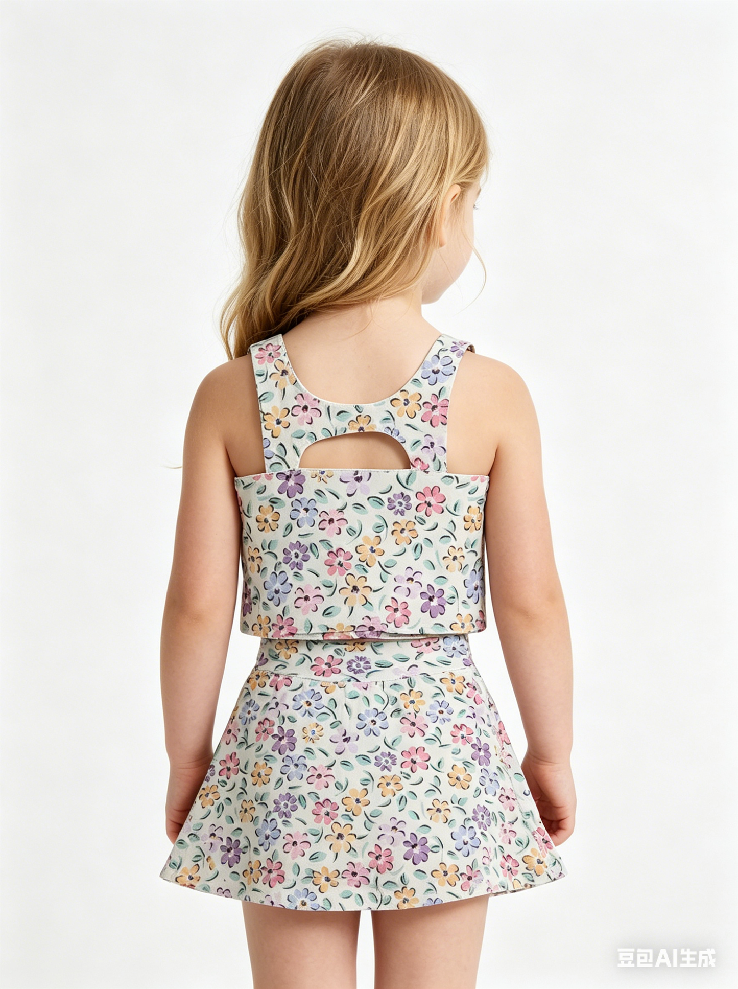 GSSO3838 Colorful Flowers Tank Top Skorts Girls Summer Yoga Clothes Set