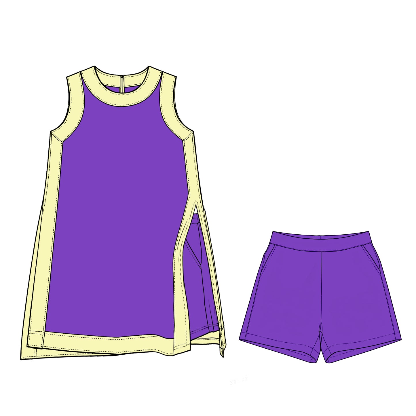 7.11 Preorder Kids Girls Light Purple Sleeveless Active Dress +Shorts