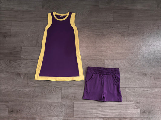 7.11 GSSO3844 Preorder Kids Girls Light Purple Sleeveless Active Dress +Shorts