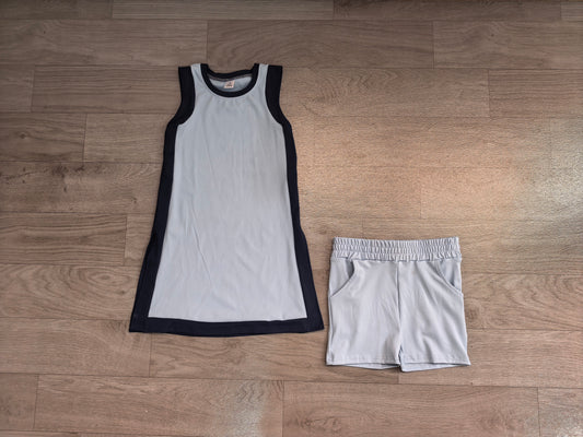 GSSO3847 Preorder Kids Girls Light Blue Sleeveless Active Dress +Shorts ）