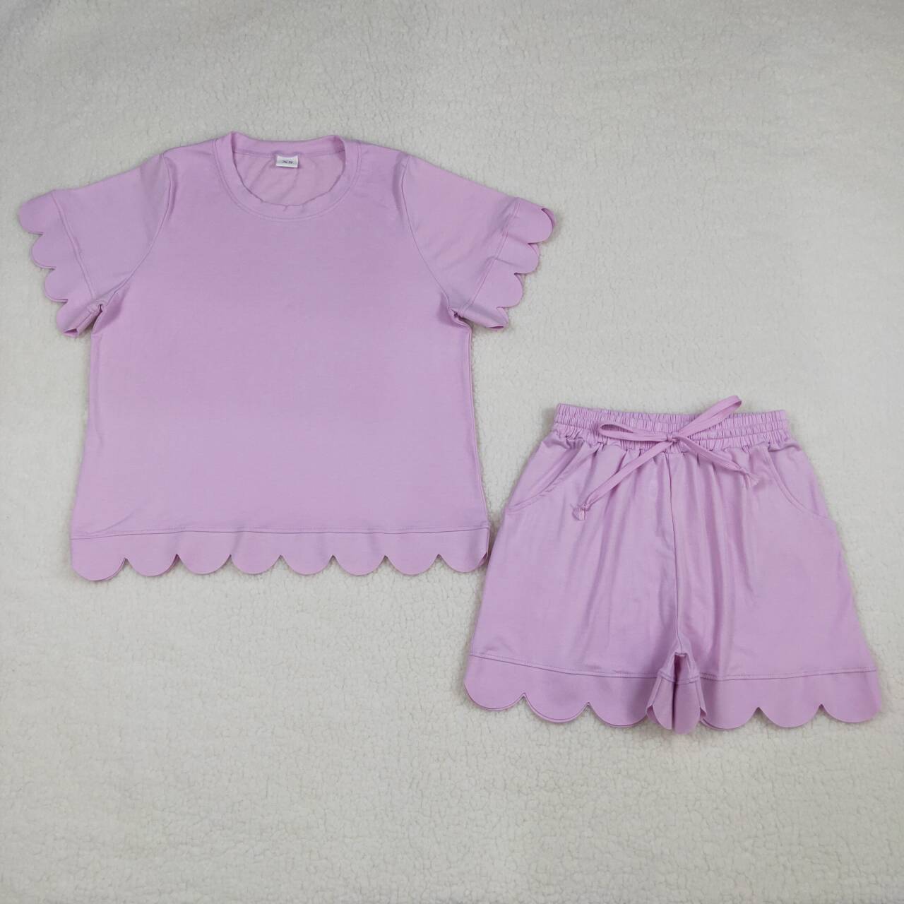 Mommy and Me Violet Cotton Short Sleeve Top Scallop Outfits