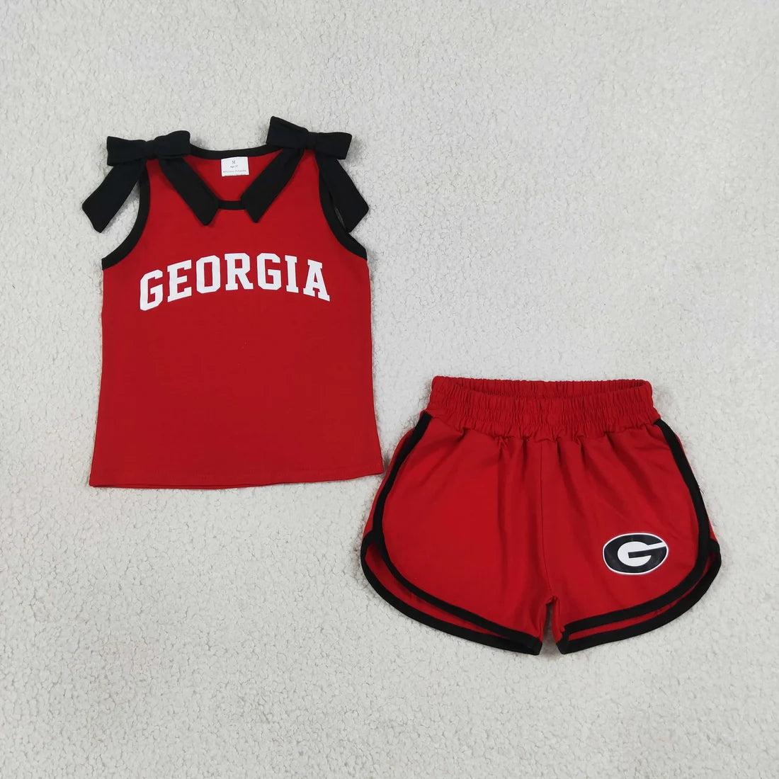 Sibling Kids Girls Bows Sleeveless Tank Top Shorts Vinyl Sport Team Outfit
