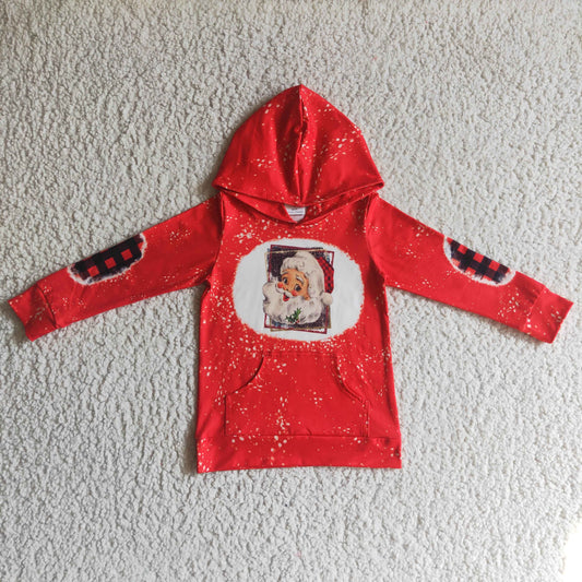 GT0052 Santa Red Pocket Kids Christmas Hoodie Top