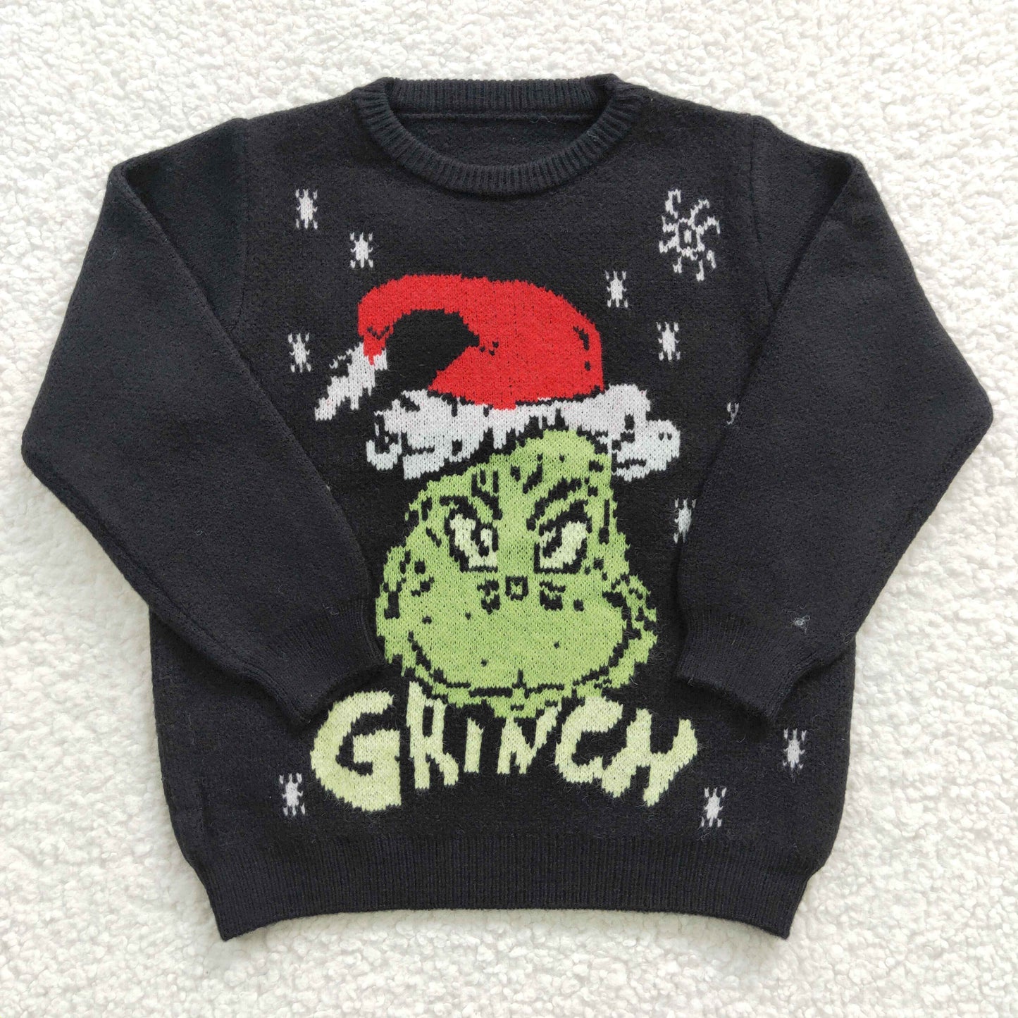 GT0188 Green Frog Smiling Black Girls Christmas Long Sleeve Sweaters Top