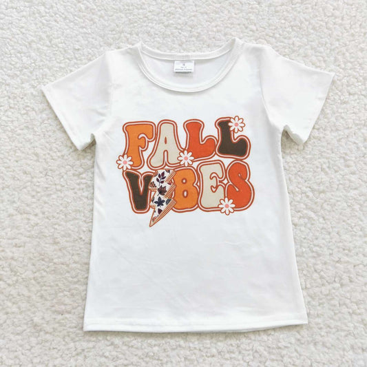 GT0277 FALL VIBES Flowers Print Girls Tee Shirts Top