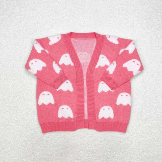 GT0650 Ghost Pink Girls Halloween Long Sleeve Sweaters Cardigans