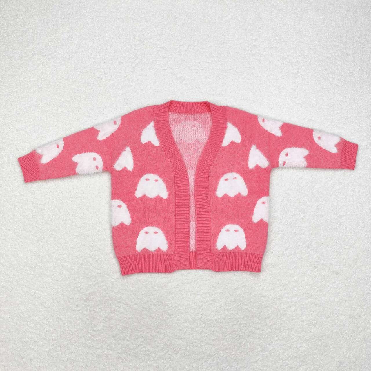 GT0650 Ghost Pink Girls Halloween Long Sleeve Sweaters Cardigans