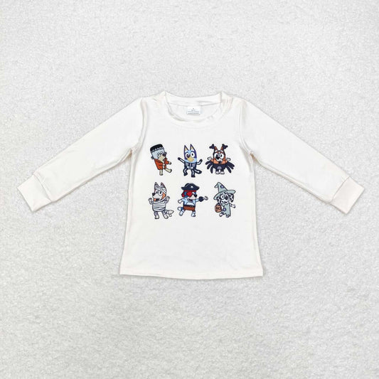 GT0701 Cartoon Dog Print Kids Halloween Long Sleeve Tee Shirts Top