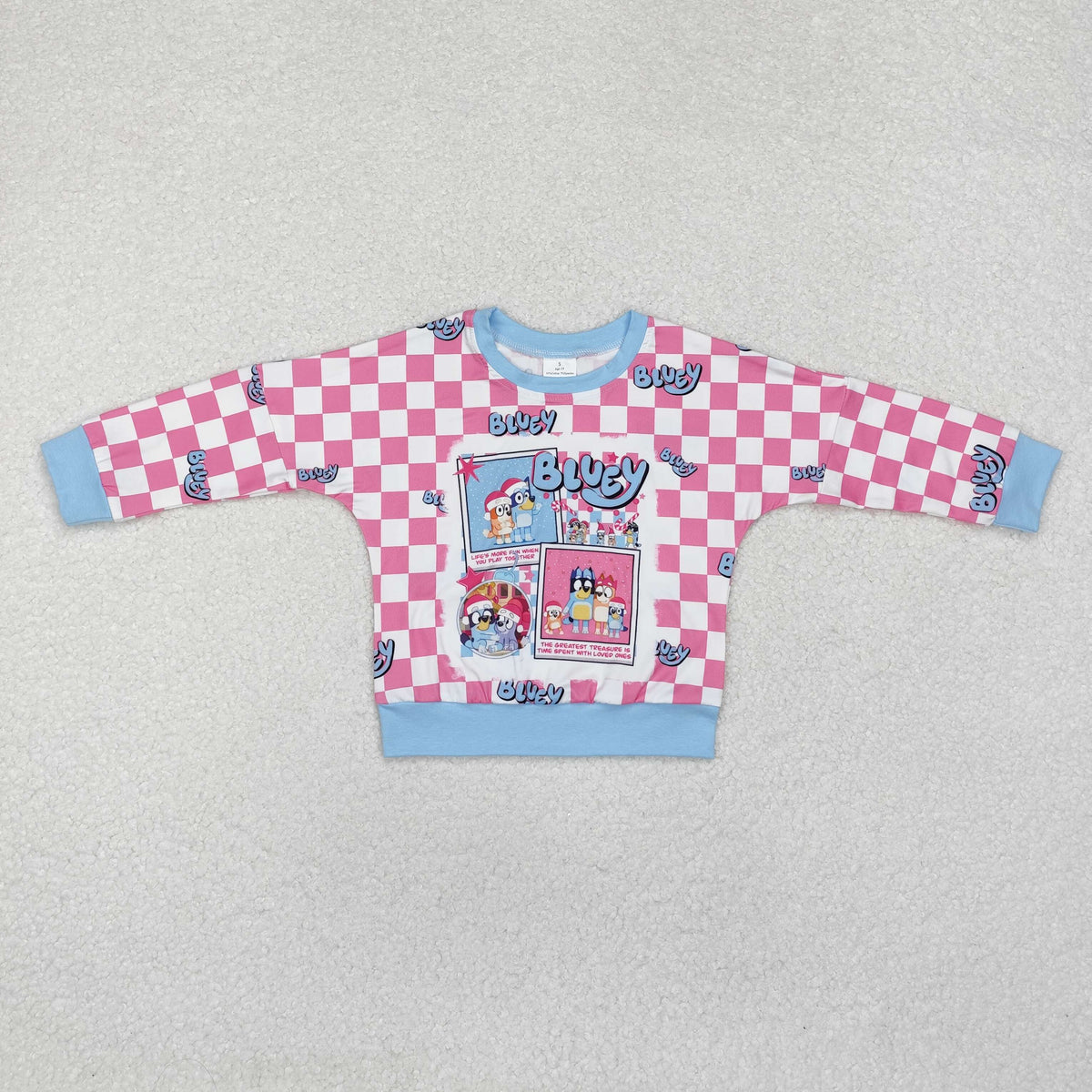GT0732 Cartoon Dog Checkered Print Girls Christmas Tee Shirts Top