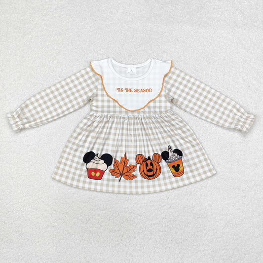 GT0749 Cartoon Mouse Pumpkin Checkered Print Girls Halloween Tee Shirts Top