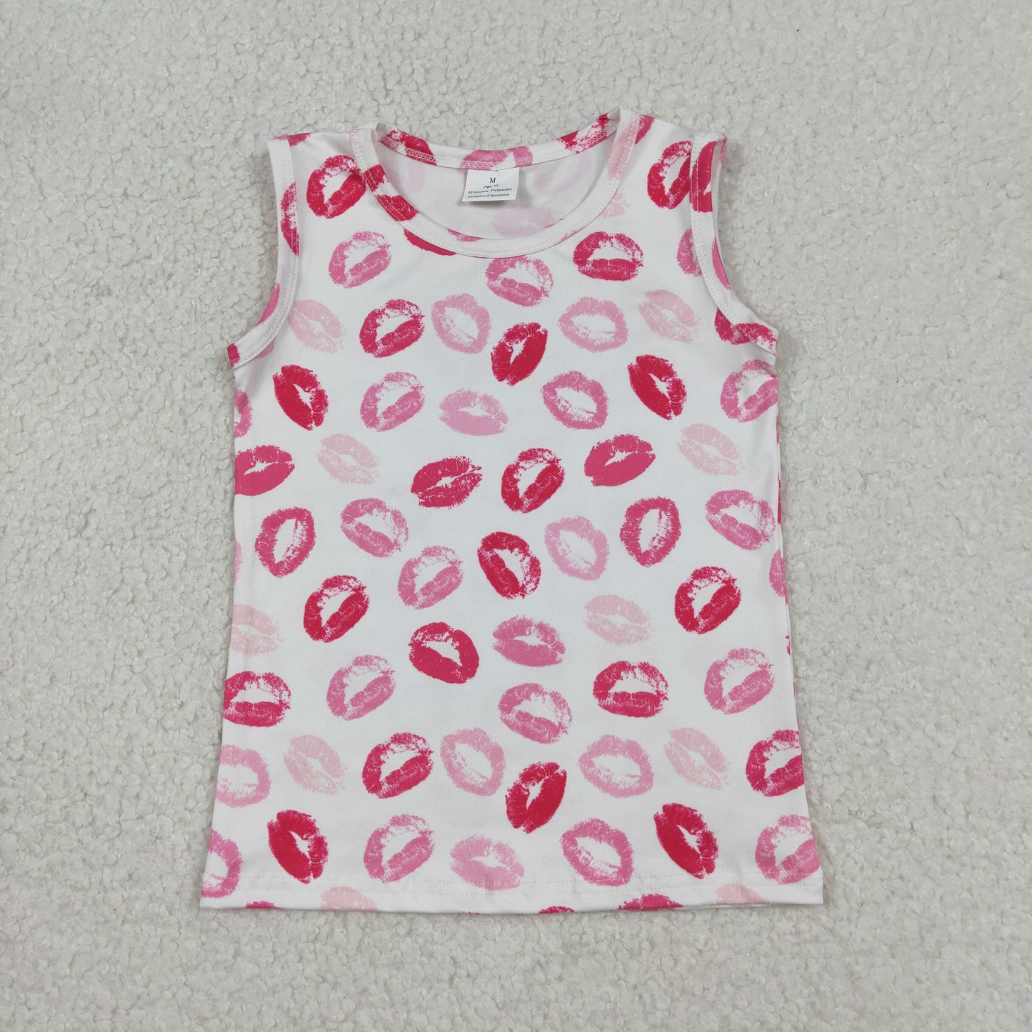 Sibling Baby Girls Pink Mouths Plaid Valentines Zipper Hoodie Jacket Vests Tops