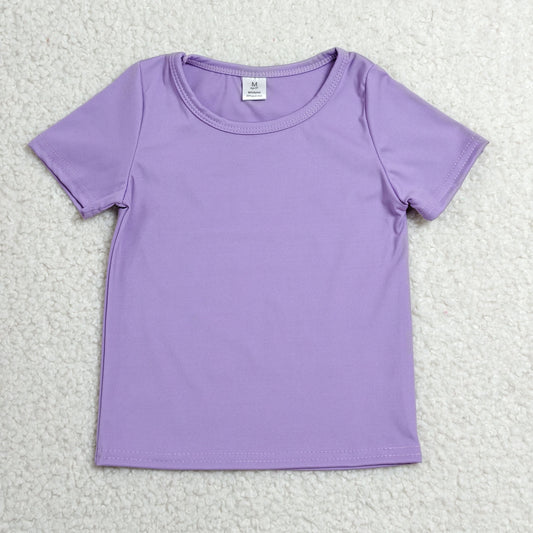 GT1638 Kids Girls Purple Active Short Sleeve Yoga Tee Shirts Top