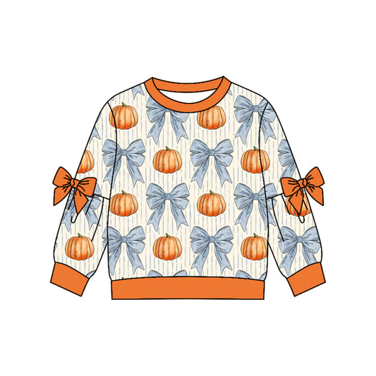 4.22 GT1654 Preorder Pumpkin Bows Girls Fall Tee Shirts Top