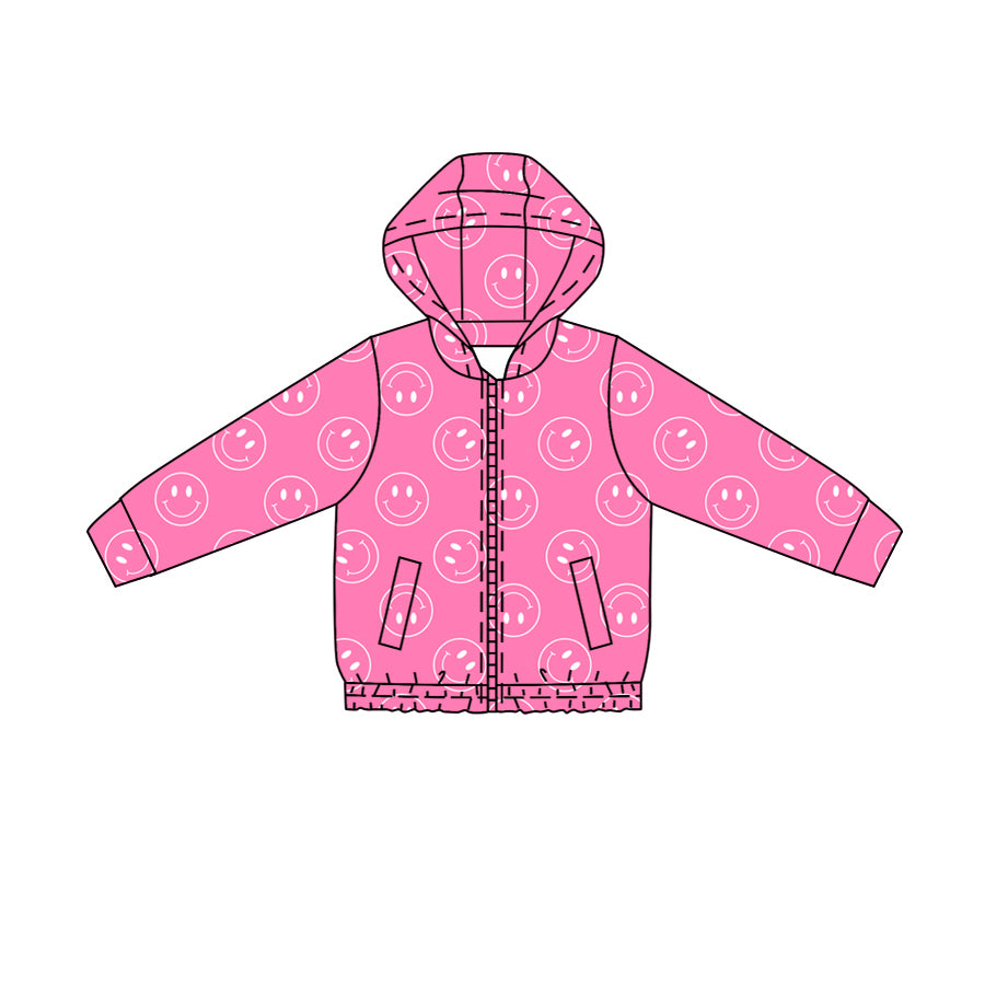 4.23  Kids Girls Pink Smiley Zip Active Hoodie Preorder