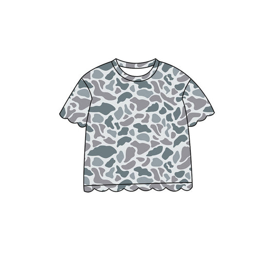 4.29 GT1679 Grey Camo Baby Girls Scallop Short Sleeve T-Shirts Top