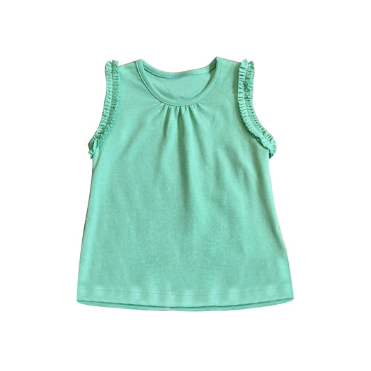5.9 GT1702 Preorder Green Cotton Girls Sleeveless Tee Shirts Top