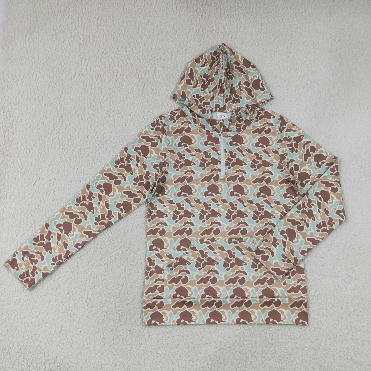Adult Size Women Hunging Camo Long Sleeve Hoodie Top with Zipper